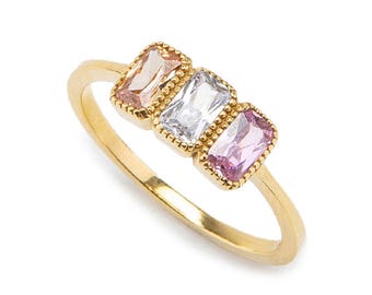 Birthstone Ring with 2 to 6 Stones Personalized Family Ring for Mom Mothers Day Gift