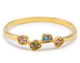 Custom Birthstone Ring  / Personalized Gift for Mom / Dainty Gold Ring  / Personalized Jewelry / Anniversary Gift / Bridesmaid Gifts