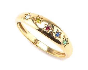 Personalized Mother Birthstone Ring Jewelry Gift for Women Signet Ring Gold Personalized Jewelry- Your Stars in Life