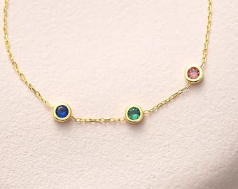 Personalized Birthstone Jewelry -  Birthstone Bracelet Custom Name Jewelry Minimalist Gold Chain Gift