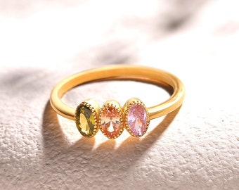 Mütter Ring mit 2, 3, 4, 5 Stein • Geburtsstein Ring für Mama • Ringe für Frauen • Personalisiertes Geschenk für sie • Personalisierter Schmuck