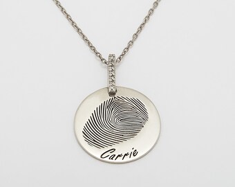 Bijoux d’empreintes digitales personnalisés, collier d’empreintes digitales avec nom, cadeau de bijoux commémoratifs, cadeaux personnalisés, CADEAU POUR GRAND-MÈRE