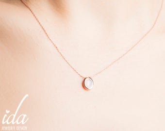 Rose Gold Moonstone Necklace - Moonstone Jewelry - Dainty Necklace - Gemstone Necklace - Minimalist Necklace - Rainbow Moonstone Necklace
