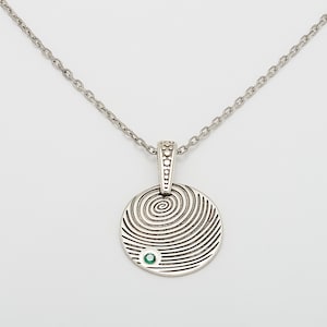 Sterling Silver Personalized Fingerprint Jewelry Memorial, Birthstone Jewelry, Personalized gifts, Gift For Her