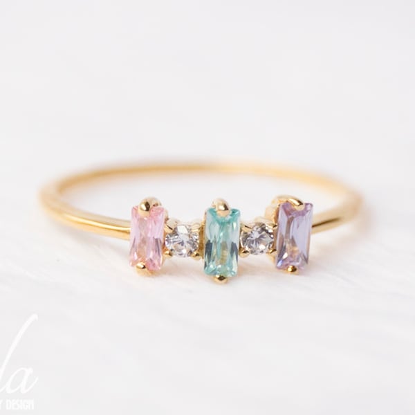 Regalos personalizados Anillo de piedra de nacimiento 2, 3, 4 o 5 piedras, Anillo para madres, Anillos para mujeres, Regalos de Navidad, Regalo para ella y mujeres,