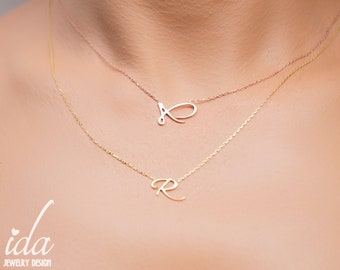 Personalized Dainty Rose Gold Initial Necklace, Choker Statement Letter Necklace, Personalized Birthday Bridesmaid Gift For Her