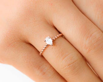 Diamond Engagement Ring, Rose Gold Engagement Ring, Unique Engagement Ring, Promise Ring, Rings for Women - Simple Engagement Ring