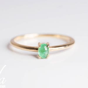 14K Solid Gold Emerald Ring - Emerald Jewelry - Emerald Engagement Ring - Gemstone Ring - Natural Emerald Ring - Handmade Jewelry, Jewellery