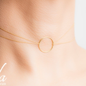 Gold Choker Necklace - Layered Choker - Circle Necklace - Dainty Gold Chain Choker - Simple Choker - Fashion Jewelry - Dainty Necklace