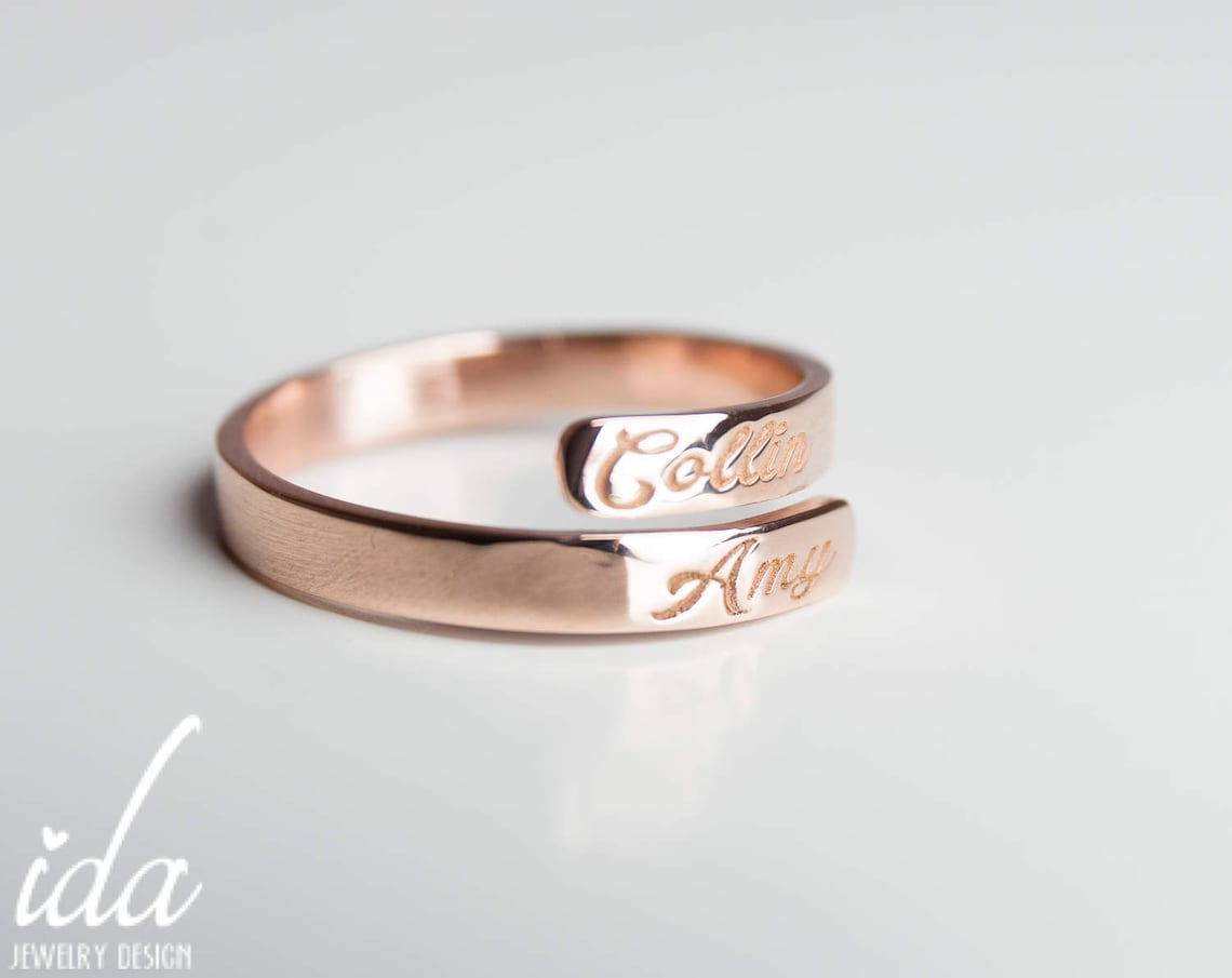 Custom Name Ring - Rose Gold Ring - Stacking Rings - Dainty Ring ...
