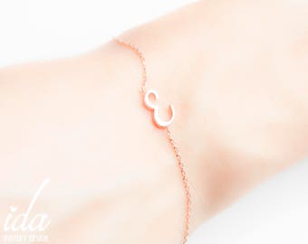 Rose Gold Initial Bracelet - Gepersonaliseerde Armband - Aangepaste Armband - Charm Armband - Gepersonaliseerd Cadeau - Bruidsmeisje Gift - Sieraden