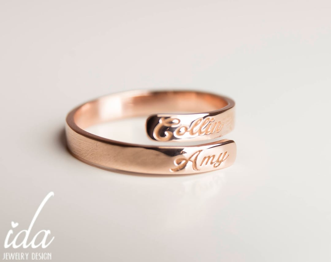 Custom Name Ring - Rose Gold Ring - Stacking Rings - Dainty Ring ...