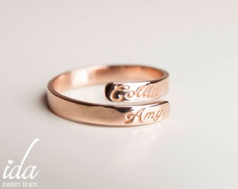 Custom Name Ring - Rose Gold Ring - Stacking Rings - Dainty Ring - Custom Hand Stamped - Personalized Ring - Personalized Gift For Her
