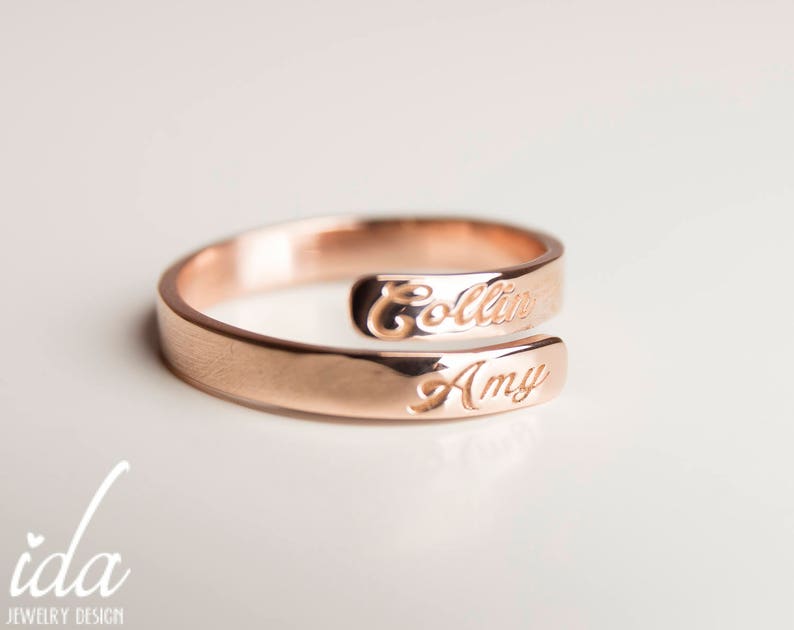 Personalized Ring Stacking Rings Rose Gold Ring Custom Name Ring Custom Hand Stamped Personalized Gift For Her Dainty Ring