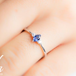 Personalized Birthstone Ring - Sapphire Ring - Birthstone Jewelry - Marquise Ring - Personalized Gift for Her - Birthstone Stacking Rings