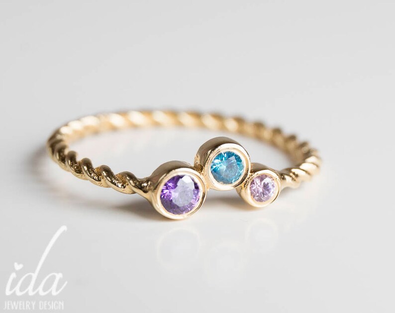 Personalized Birthstone Family Ring - Adjustable Multi-Stone Ring For Mothers & Women