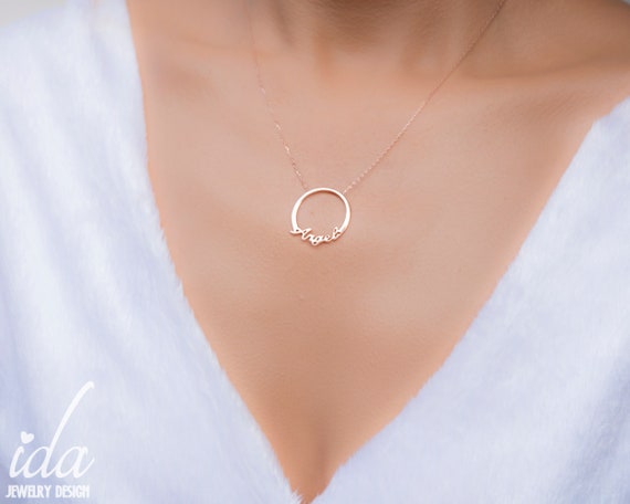 Personalized Name Necklace Karma Name Necklace Rose Gold Etsy