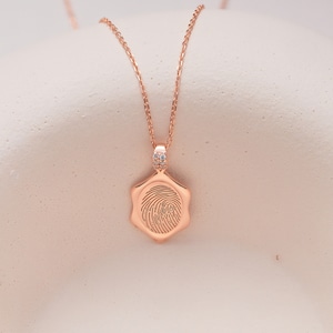 Collar de oro de 14k, collar de huellas dactilares personalizado, joyería de huellas dactilares, regalo de joyería conmemorativa personalizada, collares para mujeres