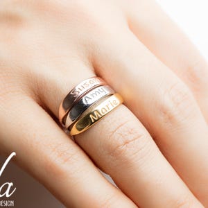 Stackable Name Rings - Personalized Ring - Gold Name Ring - Rose Gold Ring - Mothers Ring Stackable - Custom Hand Stamped Ring - Custom Name