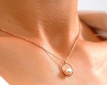 Sterling Silver Freshwater Pearl Drop Necklace – Minimalist Bridal & Everyday Jewelry