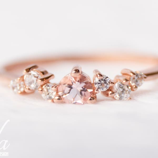 Personalized Birthstone Ring, Morganite Ring, Minimalist Ring, Rose Gold Ring, Birthstone Jewelry, Bridesmaid Gift Women, Gifts for Her