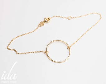 Gold Circle Bracelet - Dainty Bracelet - Karma Jewelry - Charm Bracelet - Minimalist Bracelet - Gold Jewelry - Circle Jewelry