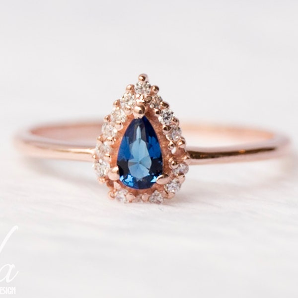 Personalized Birthstone Ring, Sapphire Ring, Minimalist Ring, Rose Gold Ring, Birthstone Jewelry,  Personalized Gift, Unique Gifts for Women