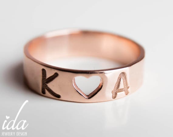 Personalized Rose Gold Band Ring Personalized Gift for Her