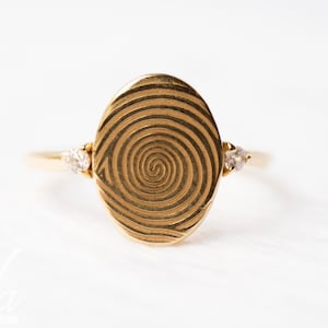 Personalized Fingerprint Jewelry Handmade Gift Women, Personalized Gifts For Women,Personalized Gold Signet Ring, Rings For Women