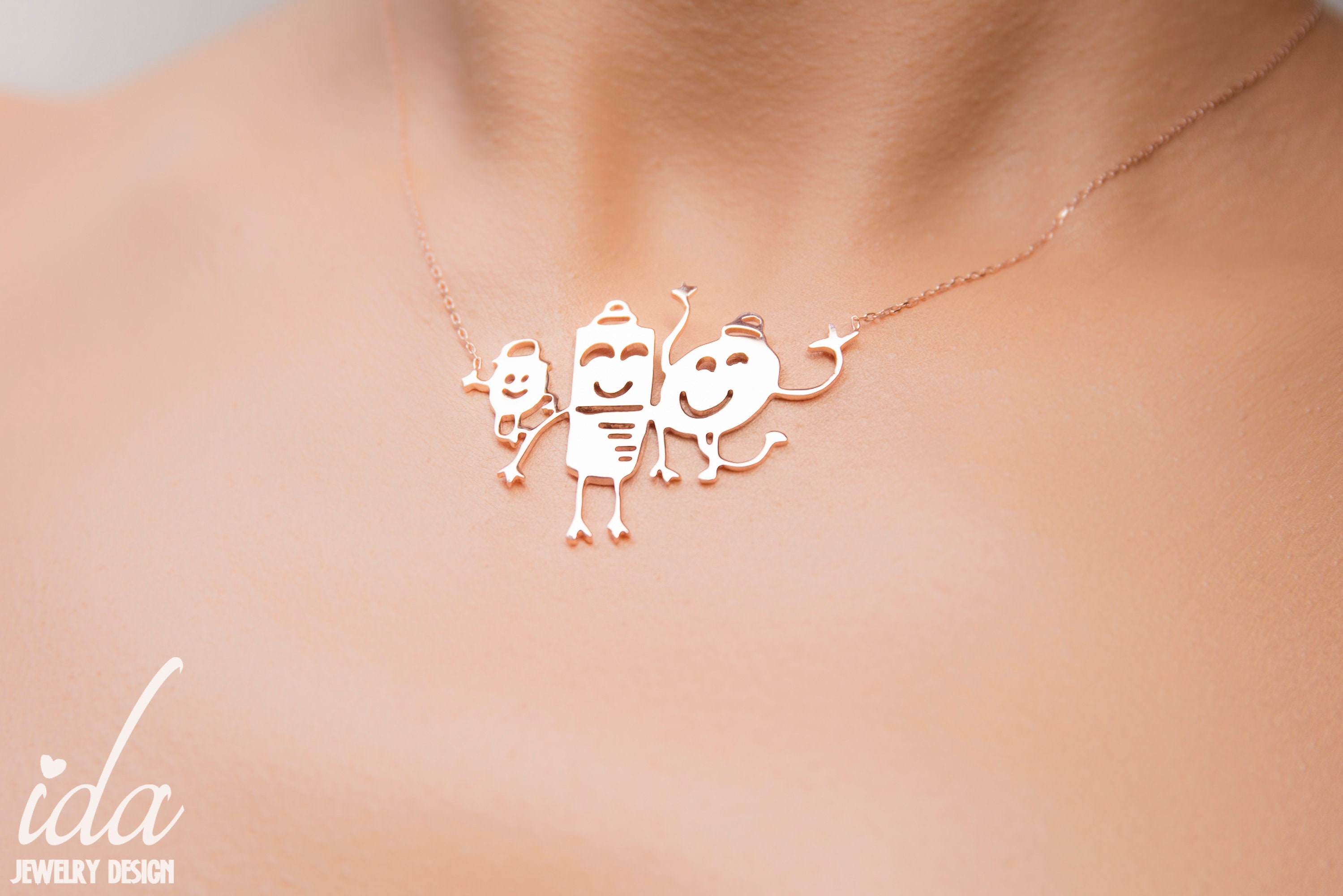 Actual Kids Drawing Necklace Children Artwork Necklace Kid Art