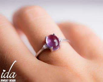 Amethyst Ring - Gemstone Ring - Sterling Silver Ring - Gemstone Jewelry - Boho Jewelry - Amethyst Engagement Ring,Boho Rings,Statement Ring