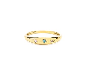 Custom Birthstone Ring with Stars of Your Life, Mothers Ring with 2, 3, 4, 5, 6 Stone / Personalized Birthstone Jewelry Gifts for Women