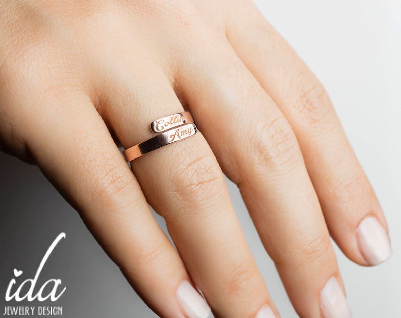 Personalized Ring Stacking Rings Rose Gold Ring Custom Name Ring Custom Hand Stamped Personalized Gift For Her Dainty Ring