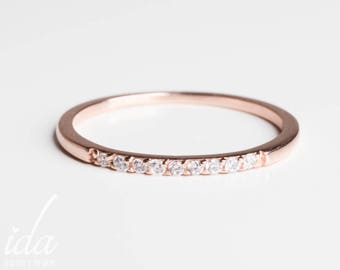 14K Rose Gold Wedding Band - Diamond Eternity Band - Diamond Wedding Band - Rings For Women - Wedding Rings Women - Wedding Ring Rose Gold