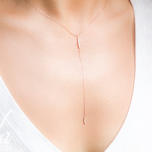 Rose Gold Necklace - Necklaces for Women, Long Necklace, Y Necklace - Dainty Minimalist Necklace, Drop Necklace - Minimalist Jewelry