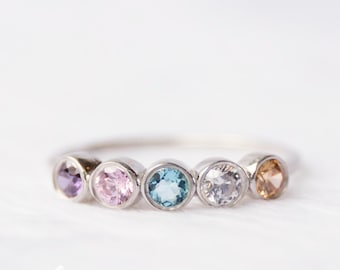 Regalos únicos personalizados para mamá o abuela, joyas de anillo de piedra de nacimiento, anillos para mujeres