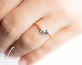 Mothers Birthstone Ring - Mothers Rings Birthstones - Family Ring - Christmas Gifts For Mom - Personalized Gift for Mom - Mothers Jewelry