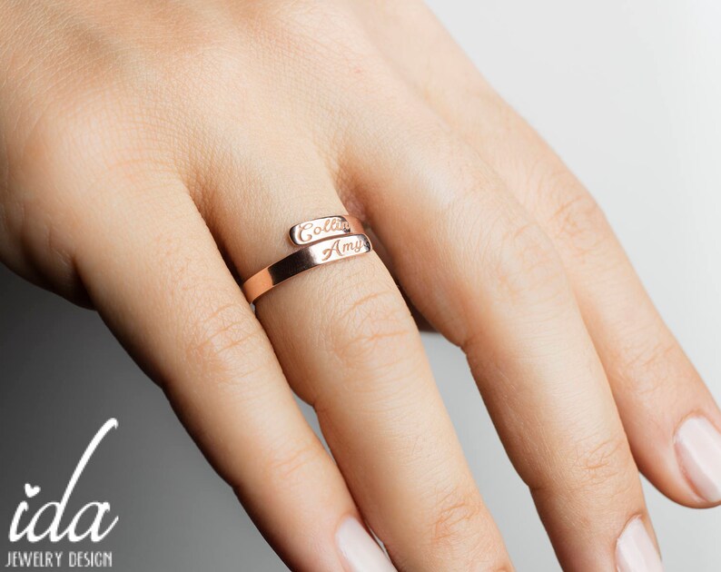 Personalized Ring Stacking Rings Rose Gold Ring Custom Name Ring Custom Hand Stamped Personalized Gift For Her Dainty Ring