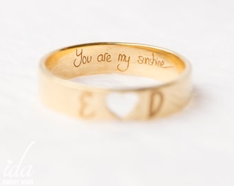 Personalized Handwriting Ring Jewelry, Initial Ring, Girlfriend Gift, Personalized Gift, Engraved Ring, Rings for Women, Wedding Bands Women