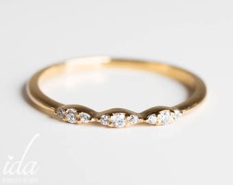 Obrączka ślubna z diamentami - Obrączki ślubne dla kobiet - Obrączki ślubne dla kobiet - Obrączka Half Eternity - Złota obrączka ślubna - Obrączka Diamond Eternity