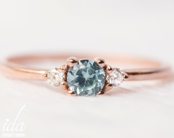 Personalized Birthstone Ring, Aquamarine Ring, Minimalist Ring, Rose Gold Ring, Birthstone Jewelry,  Personalized Gift for Her