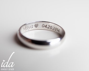 Engraved Mens Ring - Wedding Band Mens - Silver Wedding Band Men - Engraved Wedding Bands for Men - Mens Wedding Band - Wedding Ring Men