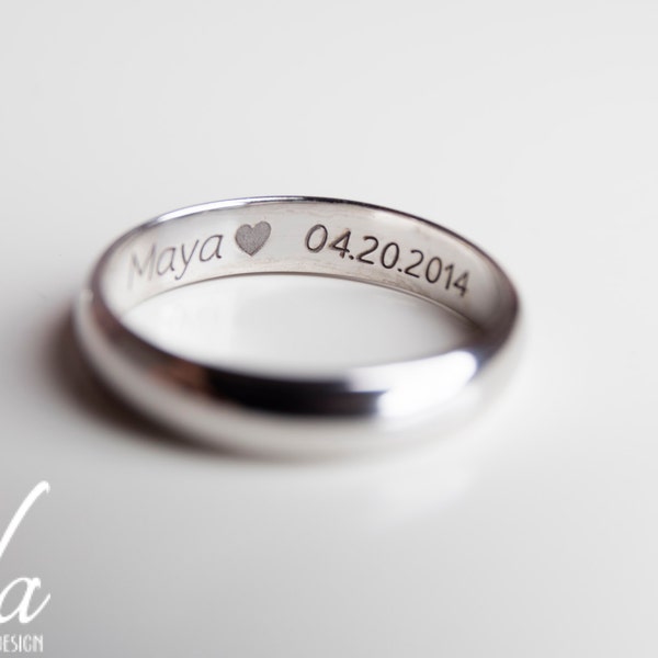 Engraved Mens Ring - Wedding Band Mens - Silver Wedding Band Men - Engraved Wedding Bands for Men - Mens Wedding Band - Wedding Ring Men