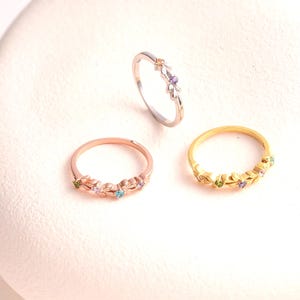 Mothers Ring 2 3 4 5 Stone / Birthstone Ring for Mom / Birthstone Jewelry, Personalized Jewelry / Rings for Women / Dainty Gold Ring