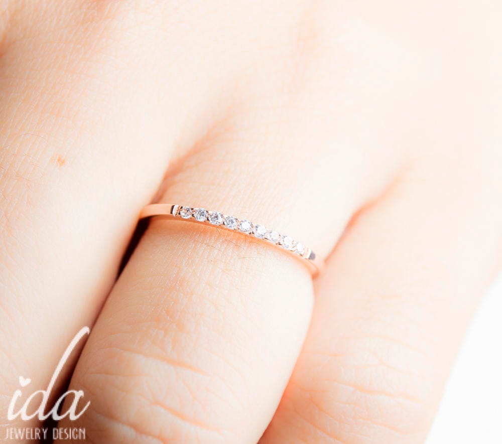 14K Rose Gold Wedding Band - Diamond Eternity Band - Diamond Wedding ...