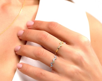 Birthstone Ring Available 2 3 4 5 6 7 8 Stone / Dainty Gold Ring  / Personalized Birthstone Jewelry / Anniversary Gift / Bridesmaid Gifts