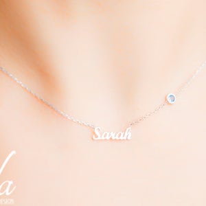 Custom Name Necklace - Sterling Silver Name Necklace - Personalized Choker - Personalized Jewelry - Birthstone Necklace - Bridesmaid Gift