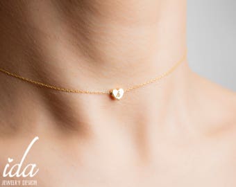 Gold Choker Necklace - Dainty Gold Choker - Personalized Choker - Personalised Necklace - Gold Necklace - Bridesmaid Gift - Gift For Her