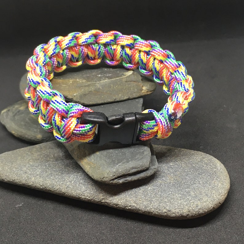 Rainbow Coloured Paracord Bracelet 7.5 Inches Etsy