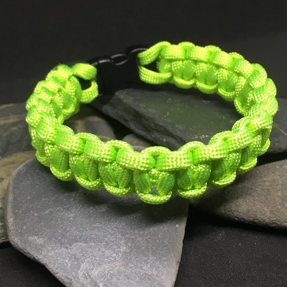 Bright Green Paracord Bracelet 7 1/4 Inches 